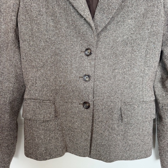 VINTAGE Banana Republic Wool Silk Blend Brown Tweed Blazer Jacket - Picture 5 of 11